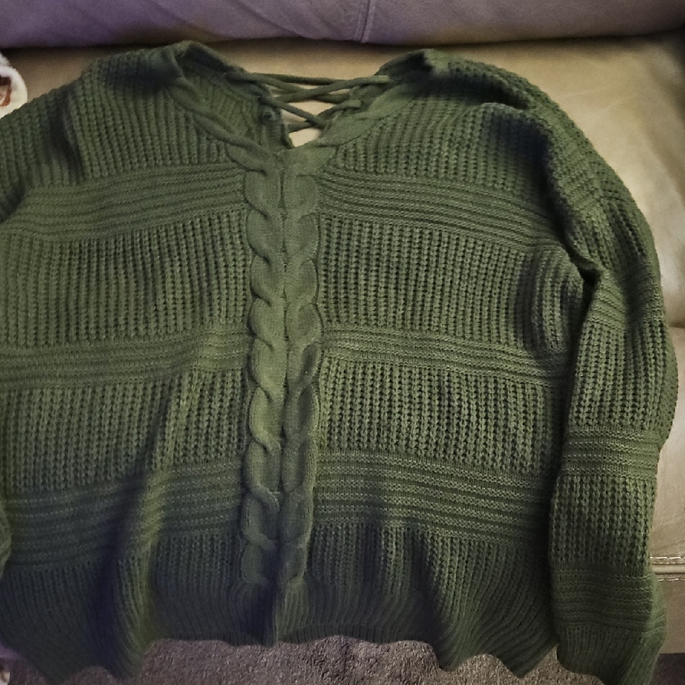 No Boundaries Olive V-Neck Sweater